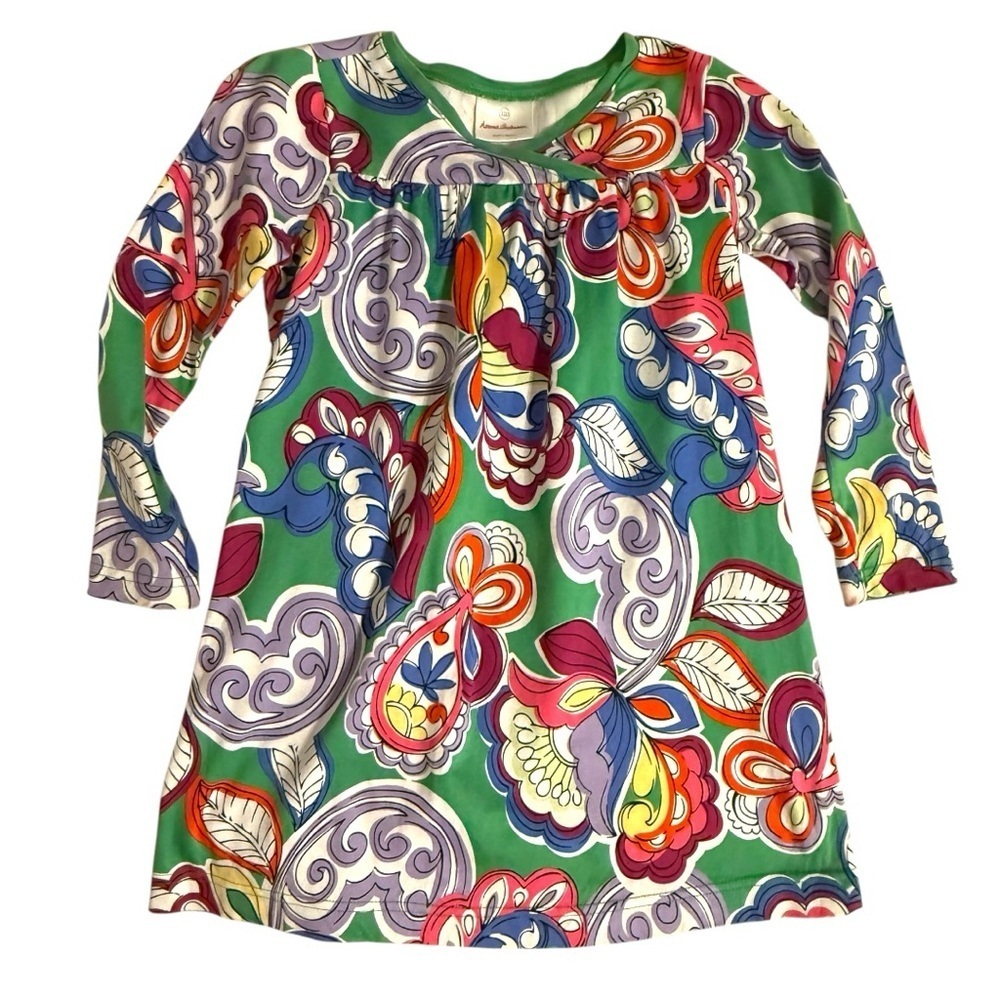 Hanna Andersson Girls Long Sleeve Dress Size 110 Paisley Floral Organic Cotton